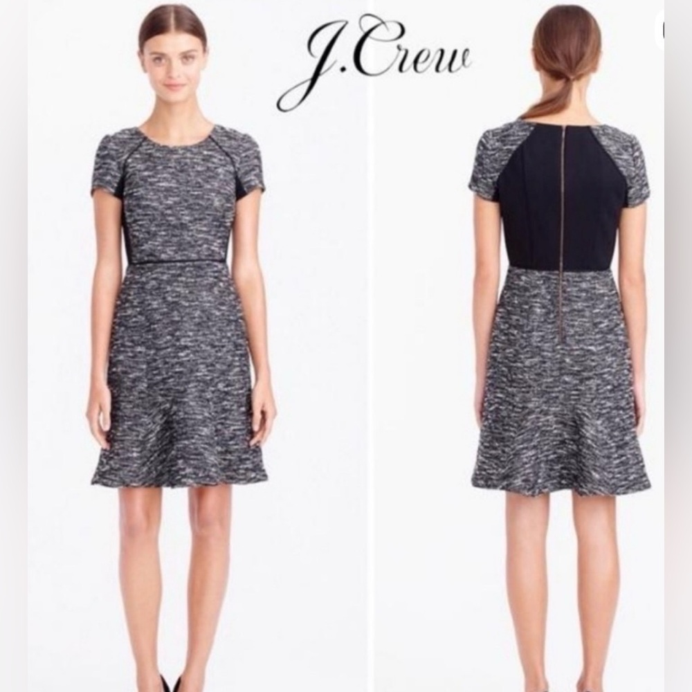 J. Crew Black Mixed Tweed Boucle Dress